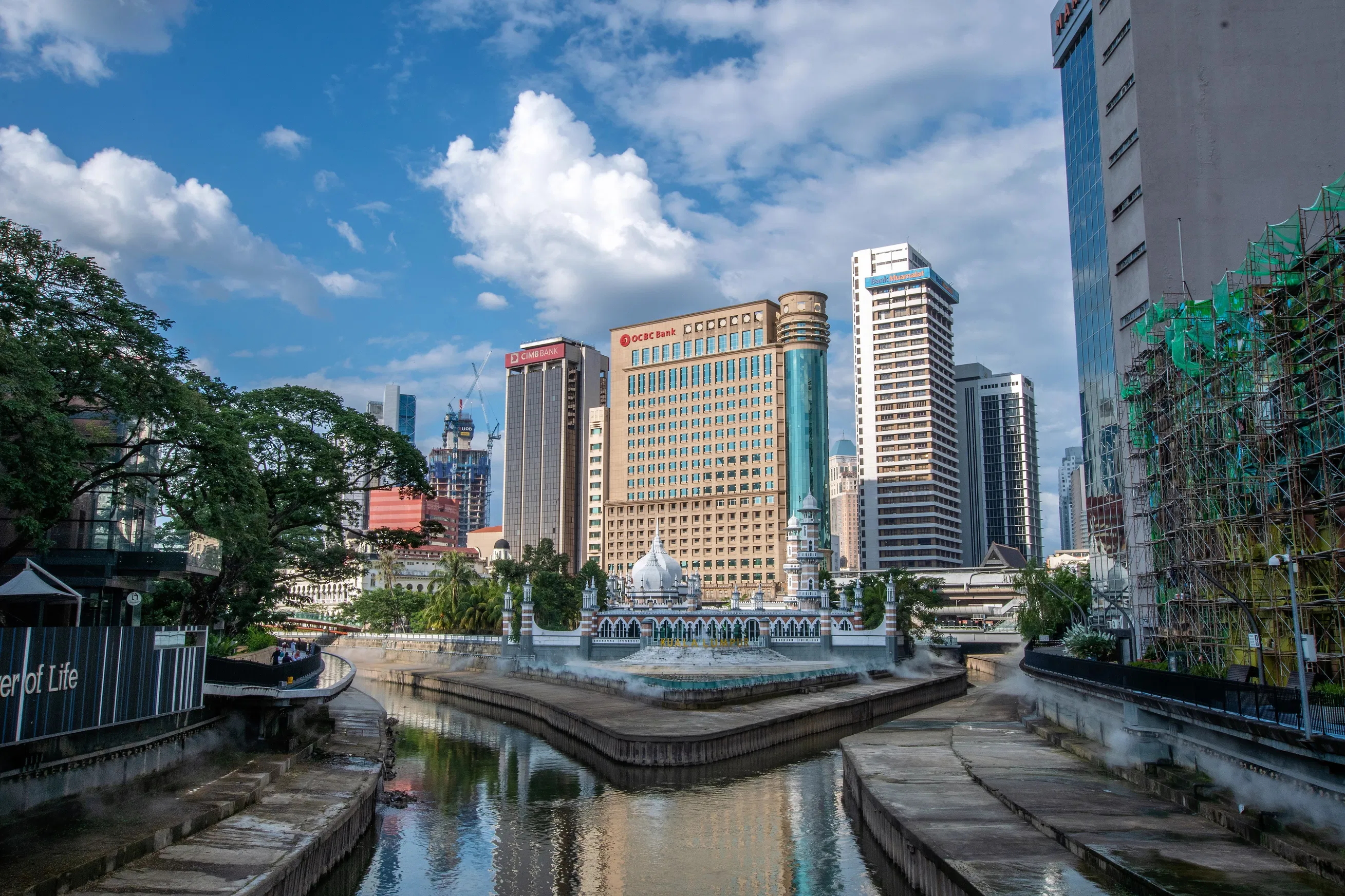 Masjid Jamek seen from the River of Life walkway in central Kuala Lumpur